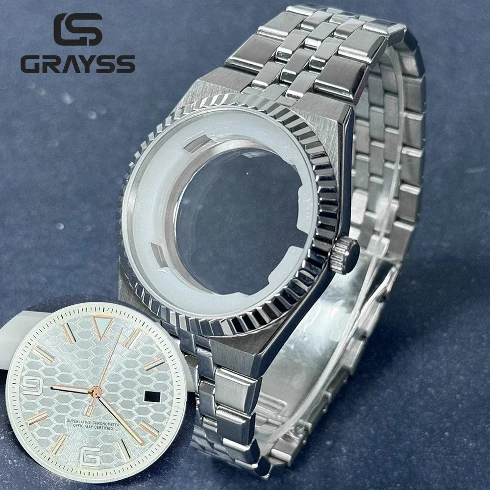 40mm Land-Dweller Watch Case & Dial Kit | Fits NH35 Miyota 8215 | 316L Stainless Steel Automatic Mechanical Case | Custom Iced Out Watch Base | Caratix - CaratixJewelry